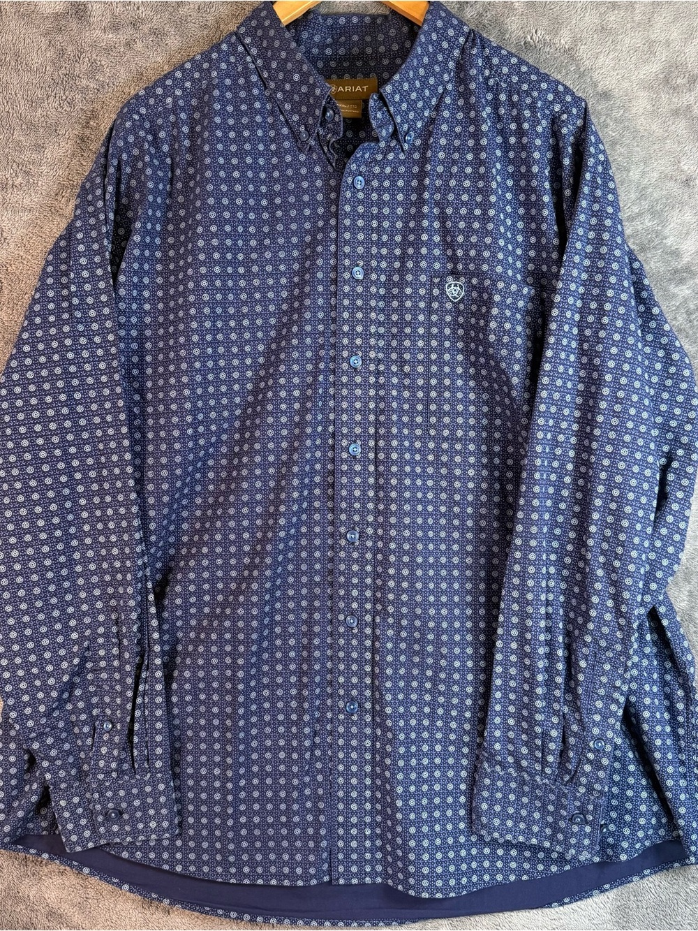 Ariat Men's Dark Blue Micro-Pattern Button-Down Shirt